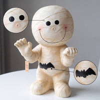 Mummy Figure with Winged Creature Cutout Ghoulish Glowing Mummy Figurine Monster Figurine Eerie Horror-Themed for Entryway