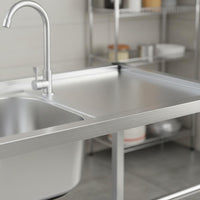 Rust Resistant Stainless Steel Utility Sink Heavy Duty Stainless Steel Sink with Stand Easy to Clean Freestanding Wash Basin with Shelf Large Capacity for Basement, Garage, Outdoor