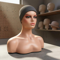 Female Mannequin Head with Shoulders Wide Shoulder Design Mannequin Head with Shoulders Versatile Hat and Scarf Display Bust for Salon Owners