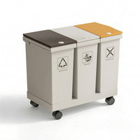 Freestanding Sorting Trash Can with Lid Rectangular Wheeled Garbage Can Compact Garbage Bin with Wheels Sturdy for Kitchen