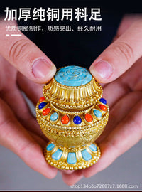 Fuhuiyuan Copper Alloy Miniature Treasure Vase with Lotus Design