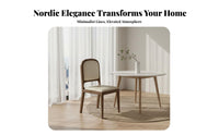 Nordic Design Upholstered Backrest Chair Minimalist Design Upholstered Wood Frame Chair Long-Lasting Construction Dining Seat Easy to Clean for Restaurant Owners, Interior Designers, Homeowners, Cafe, Living Room, Kitchen