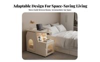 Cream design Rolling C-Shaped rotating Table Rotating surface Rolling C-Shaped Table Mobile with casters Bedside Stand Space-Saving for Apartment Dwellers, Homeowners, Remote Workers, Small Spaces, Living Room, Bedroom, Home Office