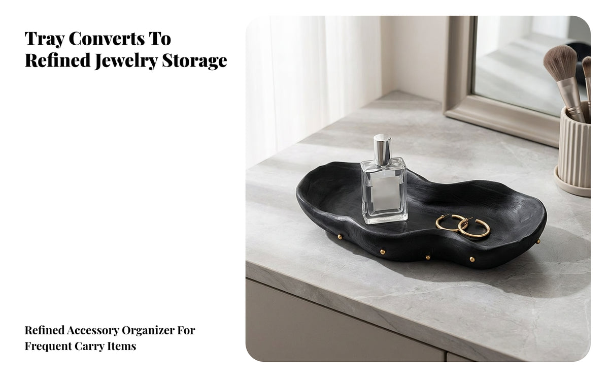 Rustic Resin Tray with Gold Feet | Shallow Open Basin, Wavy dried fruit Tray, for Coffee Table