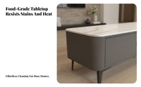 2 Pieces Light Luxury Design TV Stand and Coffee Table Set With Storage Modern Media Console and Coffee Table Heat Resistant Sintered Stone Top Furniture Set Long-Lasting for Apartment Dwellers, Homeowners, Families, Home