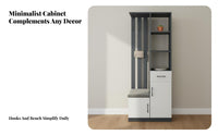 Multifunctional Entryway Cabinet Space Saving Shoe Storage Bench with Partition Reinforced Glass Doors Tree with Bench and Shoe Storage for Way
