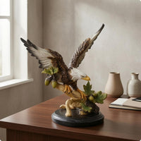 Resin Eagle Figurine Painted Resin Eagle Sculpture Home Decor Freestanding House Decoration Tabletop Display for Living Room