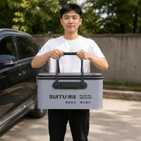 25L Folding Bucket Portable Car Wash Water Bucket with Zippered Lid EVA Round