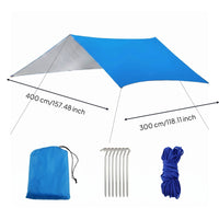 Silver Coated Tarp Water-Resistant Waterproof Sun Canopy SPF 50+ Camping Tarp Shelter for Beachgoers, Campers