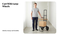 Quiet Wheels Portable Luggage Cart Lightweight Collapsible Luggage Cart Heavy Duty Collapsible Utility Trolley Adjustable Handle for Homeowners, Office Workers, Shopping, Outdoor, Travel, Airport