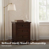 US-inspired and design typeDrawer Nightstand Sturdy Construction 3-Drawer Bedside Cabinet Spacious surface Bedroom Furniture Easy Assembly for homeowners, Apartment Dwellers, Students, Small areas, Guest Room, Office