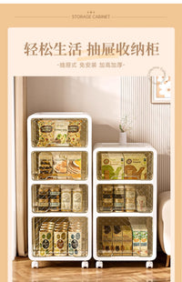 抽屉式收纳柜家用客厅零食玩具杂物塑料储物箱多层可移动整理柜子