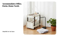 With casters beneath-desk Rolling storage area Saving 2-Tier Rolling Organizer Easy Organization Storage organizer Multifunctional Use for Office Workers, homeowners, Dorm Room, Small areas, Bedroom, Bathroom