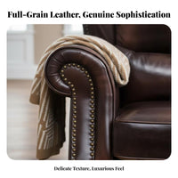 Straightrear Leather Settee firm Wood Frame Sofa timeless design Couch for Homeowners, Office Managers, Home Study