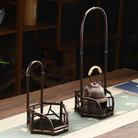 Bamboo Woven Cooling Stove Rack, Natural Bamboo Tea Rack, Pot Rack, Purple Bamboo Storage Shelf, Tea Ceremony Accessory