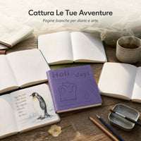Cartoon Blank Square Notebook Lay-Flat Sketchbook for Travel and Art