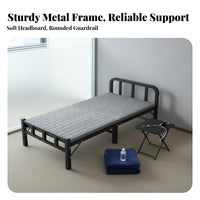 Space-Saving Single Folding Bed Installation-Effortless Single Foldable Bed Easy Assembly Portable Cot Rounded Corners for Caregivers, Office Workers, Small Areas, Guest Room, Hospital, Bedroom