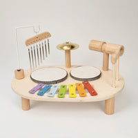 Musical Activity Table Multifunction Toy Drum Set with Xylophone Comprehensive Music Center with Mallets for Young Children, Kids, Playroom