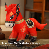 Year of the Horse Symbol Festive Design Chinese Astrological Horse Stuffed Red Horse Stuffed Toy Soft Material for Friends