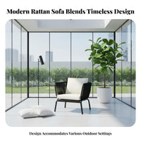 4 Pieces 4-Piece Woven Sofa Set Weather-Resistant 4-Person Sofa and Chair Set Water seat pads Outdoor Furniture for Garden, Sunroom, Backyard