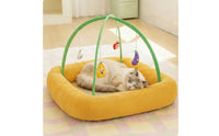 Cat Bed with Toy Arched Square Bolster Cat Bed with Toy Bar Indoor Pet Supply for Cats