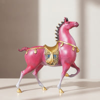 Rearing Horse Statue Tabletop Horse Figurine Gold-Tone Decor Piece for Entryway
