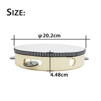 Wholesale Hand Drum Orff Instrument 8 Inch Wood Color Black Edge Single Row Hand Shaker Tambourine Percussion Instrument