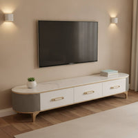 TV Cabinet Curved-Front Cabinet with Drawers Minimalist Entertainment Center with Drawers for Living Room
