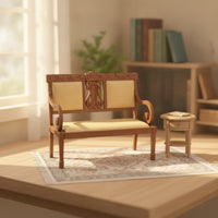 Dollhouse Bench with Cushions Carved Dollhouse Bench VintageStyle Miniature Settee for Collectors