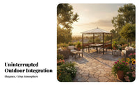 Weather Resistant Gazebo with Bench and Swing Sun Protection Garden Pavilion Sturdy Construction Outdoor Structure Waterproof Roof for Homeowners, Families, Adults, Terrace, Backyard, Courtyard, Poolside