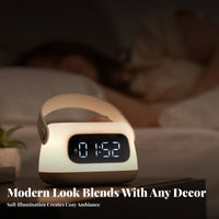 Adjustable Brightness Digital Alarm Clock Lamp Stepless Dimming Rechargeable Desk Clock Built-in Battery for Teens, Bedroom, Travel, Nursery