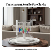 Acrylic Case Transparent Cover Rotating Doll Display Stand Dustproof 360 Rotating Display Rack for Collectors, Teens, Desktop, Desk, Shelves