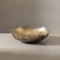 Shallow Fruit Tray Hammered Tray with Scalloped Rim Irregular Bowl with Scalloped Edge Rustic for Tabletop