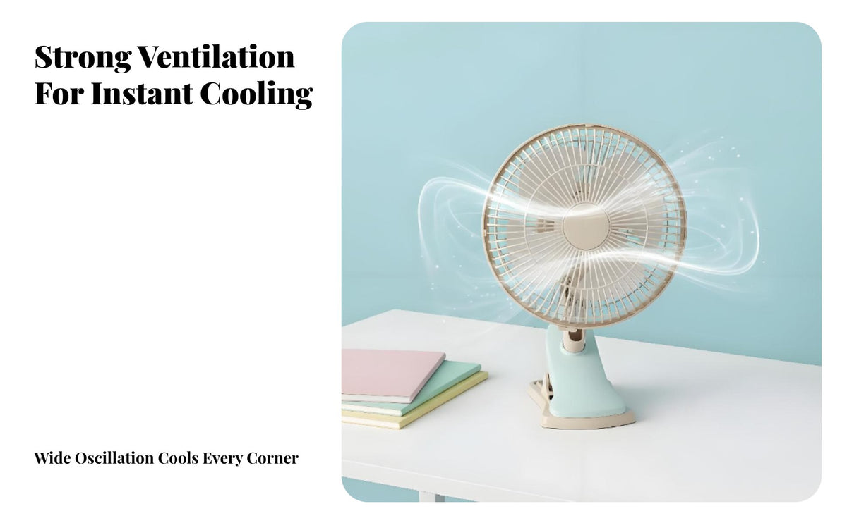 Quiet Operation Attachable Fan 270° Adjustable Clip on Fan 2 Speed Settings for Office Workers, Travelers, Dormitory, Bedroom, Study Room