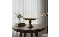 Embossed Pedestal Tray with Fluted Surface Vintage-Inspired Metal Pedestal Tray Tabletop Lightweight for Home Decorators, Wedding Planners, Table Setting, Hotel Decor