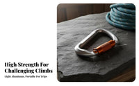 Climbing Equipment Certified 30KN D-Shaped Auto Locking Carabiner Lightweight 30KN Climbing Carabiner Anti-Rust Heavy Duty Climbing D-Loop Non-Slip Knurled Grip for Rescue Workers, Airborne Aerial Fitness Practiti Single Rs, Rappelling