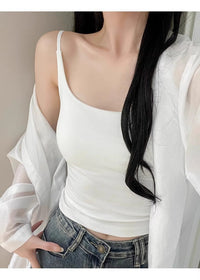 美式辣妹外穿带胸垫吊带女夏季肩带可调打底背心内搭上衣短款美背 黑色 M