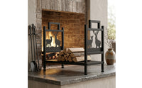 Firewood Storage Rack with Deer Panels Compact Firewood Rack Freestanding Log Holder for Homeowners, Fireplace, Hearth, Backyard