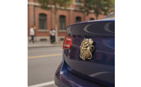 Bronze-Gold Metal Car Emblem Easy Install Car Emblem with Mascot Face Decorative Auto Badge Premium for Riders