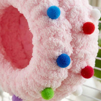 Ear-Shaped Soft Cotton Parakeet Nest, Warm Bird Nest with Hanging Loop for Winter