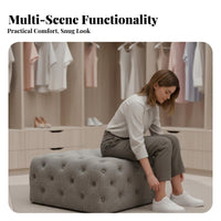 Modern Design Upholstered Square Seat Elegant Design Square Tufted Pouf High-Density Foam Ottoman Multi-Purpose for Interior Decorators, Homeowners, Adults, Walk-in Closet, Vanity Room, Entryway, Reading Nook