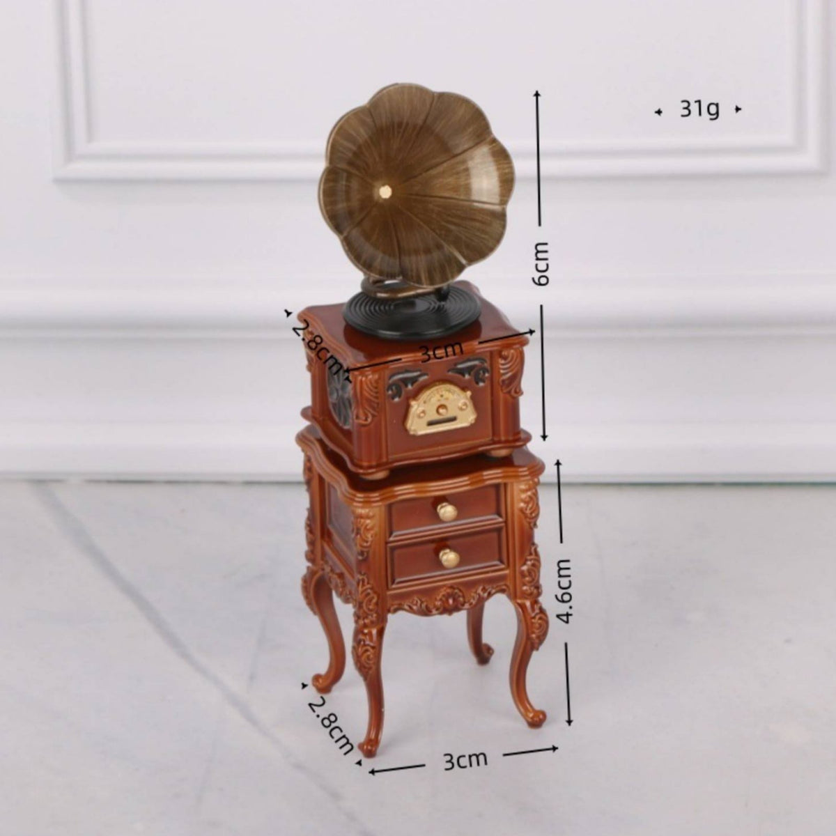 Dollhouse Gramophone Desktop Decoration Mini Gramophone Ornamental Display Vintage Phonograph for Study