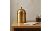 Brass Tea Canister Handmade Metal Storage Jar Lettered Apothecary Storage Jar for Kitchen Counter