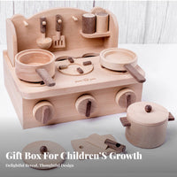 Pretend Kitchen Set Wooden Play Kitchen Wood Matte Finish Wooden Toy Oven for Children