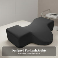 Slow Rebound Eyelash Extension Pillow Side Organizer Pockets Ergonomic Lash Pillow with Shelves Velvet Cover for Estheticians, Spas