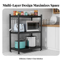 Multi-Tier Kitchen Rack Standing Design Multi-Tier Appliance Rack Space Saving Microwave Oven Stand for Renters, Small Areas, Pantry, Dining Room