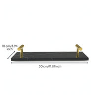 Rectangular Marble Tray with Gold Handles Minimalist Marble Tray with Handles Modern Slimline for Bathroom Counter