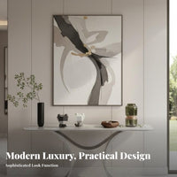 Italian aesthetic Sculptural Base accentuation Table Luxury Look Hollow Frame table Modern Minimalist Hallway Stand Slim silhouette for Interior Design aficionados, homeowners, Apartment Dwellers, Entryway, Foyer, Living Room, Behind a Sofa