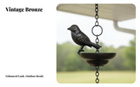 Bird Cup Rain Chain Weather-Resistant Bird and Cup Rain Chain Calming Waterfall Sound Hanging Rainwater Catcher for Gardeners, Patio, Porch