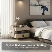 Wireless Charging Nightstand with Drawers Drawer and Shelf Storage Smart End Table Modern design Bedside Cabinet universal serial bus port Ports for technology lovers aficionados, Homeowners, Students, Guest Room, Hotel, Home Office